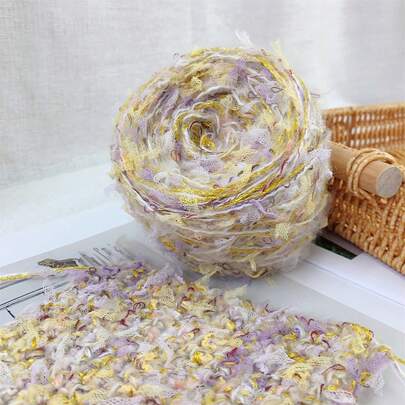 1pc 100g Handmade Novelty Fancy Sparkle Yarn, Purple Gold Multicolor Mixed Yarn, Lace & Gold Lurex Multistrand Blended Yarn For Knitting Crochet DIY Bag Accessories