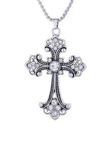 1 chiếc dây chuyền thánh giá kiểu Baroque, dây chuyền thánh giá lớn bằng thép không gỉ kiểu retro hip hop châu Âu và Mỹ, dây chuyền dài đeo áo len cho nam và phụ kiện hàng ngày cho nữ. - đi qua - Xem 4