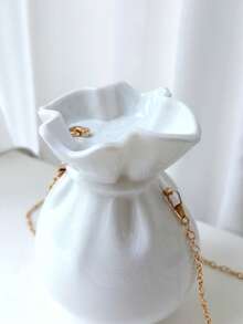 1pc Marble Pattern Vase, Acrylic Bag With Pearl Handle Design, Unique Mother's Day Gift, European Style Small Evening Bag Suitable For Party, Ball, Banquet - White - View 8