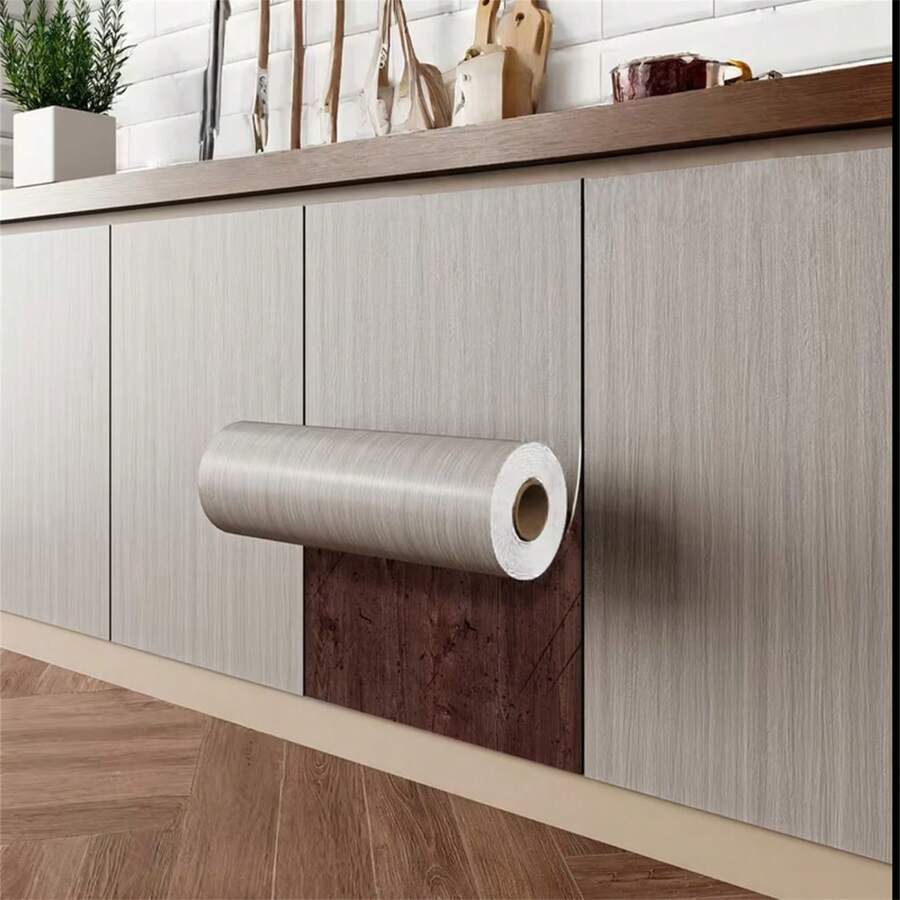 Giấy dán giả vân gỗ màu nâu, giấy vinyl tự dính chống thấm nước giả vân gỗ dùng cho mặt bàn, tủ, đồ nội thất, dễ lau chùi.