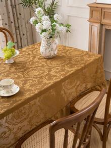 1 pieza Mantel de estilo francés con volantes de unicolor tipo peonía, encaje francés de lujo y ligero con decoración de volantes, adecuado para comedor, mesa de café, sala de estar, dormitorio, cocina, decoración de mesa de comedor, excelente para fiestas, picnics, bodas - Camel - Ver 5