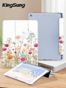 Kingsung Ốp bảo vệ máy tính bảng họa tiết hoa, tương thích với iPad 9.7/10.2/10.5/10.9/12.9 inch/Pro 11 inch, thế hệ thứ 10, Galaxy Tab S6 Lite 10.4 inch, Kindle Paperwhite thế hệ thứ 12 2024, Kindle thế hệ thứ 11 2022, mềm mại, chống sốc, chân đế thông minh/tự động bật/tắt màn hình. - Nhiều màu - Xem 4