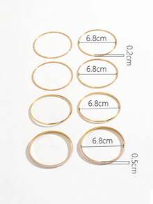 8pcs/Set Multilayer Enamel Bangle Bracelet Set For Women - Yellow Gold - View 6