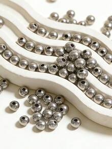 100/200pcs Stainless Steel Leather Beads, Decorative Beads, DIY Jewelry Making Materials For Necklace, Bracelet, Earrings, Handmade Beading Supplies - DIY - View 3