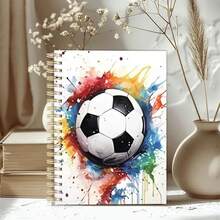 Cuaderno espiral A5 con diseño de relámpago de fútbol, diario con rayas para fans de fútbol - A5 - Ver 10