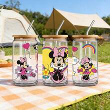 Disney 1个迪士尼玻璃杯，印有可爱的米妮图案，耐用防漏，带吸管，容量480毫升，带防伪码的包装盒。 - 無色 - 查看 10
