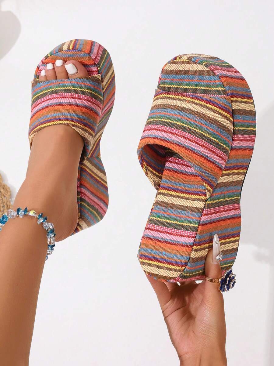 Giày sandal đế xuồng cho nữ, dép đế xuồng dày, sandal hở mũi thời trang đi biển.