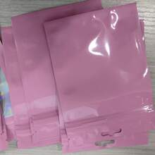 10pcs Pink Gift Packaging Bags, Transparent Display Bags Suitable For Jewelry Accessories, Reusable Zipper Bags Suitable For Cables, Cosmetics And Holographic Packaging - A - View 2