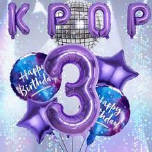 Bộ 10 bóng bay chủ đề KPOP, bóng bay số màu tím 32 inch, kết hợp với bóng bay sinh nhật màu tím và bóng bay hình ngôi sao. Lý tưởng cho trang trí tiệc sinh nhật sôi động và tạo không khí buổi hòa nhạc, trang trí tiệc và các sự kiện theo chủ đề âm nhạc (Màu sắc có thể khác nhau do ánh sáng). - Bộ 10 món màu tím số - Xem 5