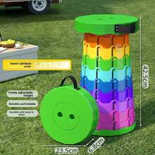 Outdoor Rainbow Portable Folding Stool, Plastic Foldable Chair, Travel & Queuing Chair, Fishing Stool, Adjustable & Telescopic - Multicolor - View 5