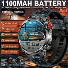 Đồng hồ thông minh thể thao ngoài trời nam GUHUAVMI 2026 mới, pin dung lượng lớn 1100mAh, màn hình cảm ứng HD 360*360 1.7 inch, tích hợp gọi điện không dây, trợ lý giọng nói, chức năng nhắc nhở, đèn pin LED mạnh, chống nước IP68, đồng hồ, nhiều chế độ thể thao, la bàn, theo dõi chuyển động, theo dõi thể dục với đếm bước, quãng đường, lượng calo, vòng đeo tay thể thao dành cho nam, thân máy hợp kim cường độ cao, thiết kế ngoại hình thời trang, tương thích với iPhone, món quà tuyệt vời. - Xem 14