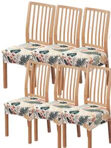 Bộ 1/4/6/18 chiếc bọc ghế ăn in họa tiết, có thể tháo rời, kèm nắp sau, đệm ghế co giãn dùng trong gia đình. - Nhiều màu - Xem 7