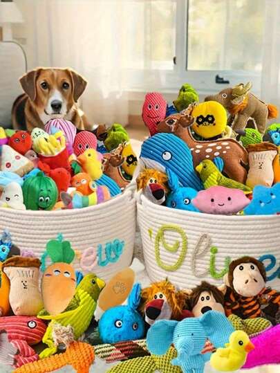 宠物玩具组合套装，包含大、中、小型犬玩具组合，大黄鸭玩具，毛绒狗狗枕头玩具，发声玩具，咀嚼玩具，减压玩具，鸭子发声玩具，互动宠物玩具 - 适合小型犬甩动以缓解压力，适合喜欢咀嚼的狗狗，耐用狗狗咀嚼玩具，可爱设计，发声，款式多样，随机发货