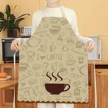 1 chiếc tạp dề họa tiết cà phê, tạp dề in hình thời trang ngộ nghĩnh, tạp dề nhà bếp, tạp dề nấu nướng, tạp dề gia đình sáng tạo. - Nhiều màu - Xem 3