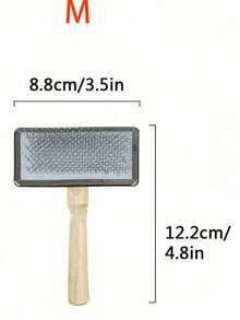 1pc Simple Wooden Handle Pet Grooming Brush - Grey - View 7