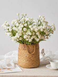 1pcs Artificial Flowers Mini Roses Bouquet Realistic DIY Foam Floral Decor For Valentine's Day Gift Wedding Bouquets/Centerpieces, Outdoor Party Backdrops, Room/Table, And Garden/Pot Decoration Gifts Birthday Graduation - trắng - Xem 3