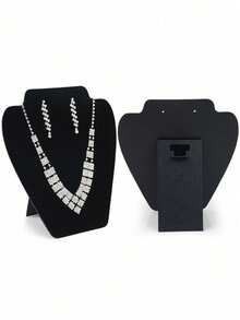 1 chiếc giá trưng bày bông tai và dây chuyền màu đen phủ nhung, hộp đựng trang sức - màu đen - Xem 2