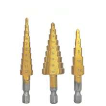 Bộ 4 mũi khoan bậc thang bằng thép mạ vàng, chuôi lục giác 3-12, 4-12, 4-20 dùng cho thanh truyền, - Nhiều màu - Xem 4