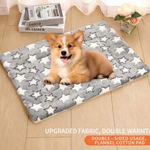 1 pieza Esterilla de franela gruesa para perros y gatos, cama de dormir suave y cálida, manta/colchoneta antideslizante lavable para mascotas para todas las estaciones - Gris Claro - Ver 1