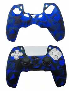1 Set 5 Controller Cover + 8pcs Joystick Caps, Water Transfer Printing Design, Anti-Slip Anti-Scratch Anti-Sweat To Enhance Gameplay, Bottom Opening For Charging Dock - View 3