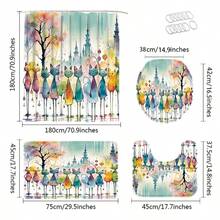 1件装涤纶面料浴室浴帘，手绘抽象猫咪图案，高端优雅浴室窗帘，可机洗，针织款 - MZ - 查看 2