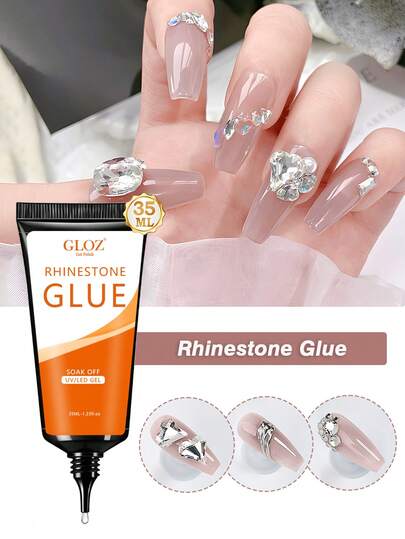 GLOZ 35毫升美甲水钻凝胶，超强凝胶指甲油，适用于美甲装饰，3D立体闪亮凝胶美甲，宝石美甲，钻石美甲，需UV/LED灯固化，美甲礼品