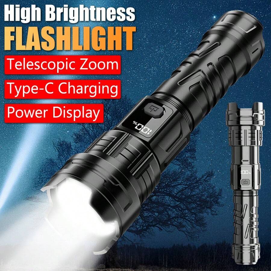 1PC Ultra-Bright LED Flashlight, Rechargeable - 3 Modes, Compact Design, High Lumens, Long Battery Life For Home Maintenance - Multicolor - View 1