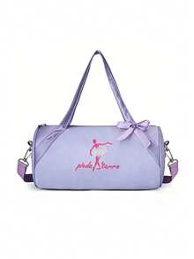 1pc Small Fashion Embroidered Dance Bag, Shoulder Bag, Travel Bag, Team Bag, Latin Ballet Bag, Fitness Bag, Travel Bag, Fashion Embroidered Ballet Dancer Matching Letter Design, Lightweight And Durable, Available In Pink And Purple, Zipper Opening, Polyester Lining, Adjustable Shoulder Strap, Suitable For Dance, Yoga, Travel And Daily Commute. - Multicolor - View 15