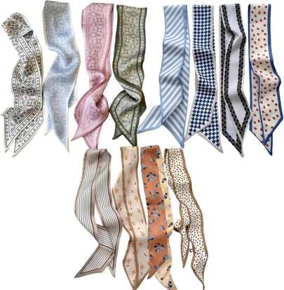 24PCS Fashion Scarves For Women Multifunctional Neck Scarves Purse Scarf Headbands For Bags Hair Accessories