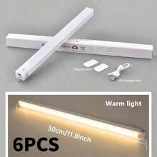 1/6 piezas Luz LED recargable con sensor de movimiento para armario, luz nocturna, luz decorativa, 3 temperaturas de color ajustables, adecuada para armarios, roperos, cocina, dormitorio, armarios, escaleras, pasillos, decoración del hogar e iluminación portátil - Luces de gabinete - Ver 24