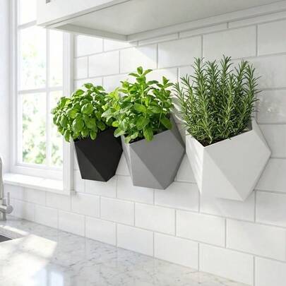 Chậu trồng cây treo tường, chậu trồng thảo mộc treo tường hình học, hộp đựng đồ đa năng treo tường, thích hợp đựng đồ dùng văn phòng, cây mọng nước và các vật dụng nhỏ, phù hợp cho nhà bếp và sân vườn trong nhà.