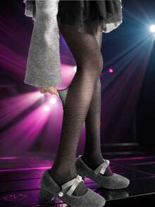 1 chiếc quần tất sọc đen, kiểu Nhật mỏng gợi cảm, tất lưới dệt jacquard. - Nhiều màu - Xem 1