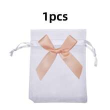30/20/10/1 Bow Organza Bag, Jewelry Bag, Mini Drawstring Bag, Wedding Return Gift Bag, Festival Party Gift Packaging Bag, Nylon Storage Bag, Valentine's Day Bulk Gift, Mesh Sachet Bag, Suitable For Christmas, Wedding, Birthday And Festival Gifts - Champagne - View 7