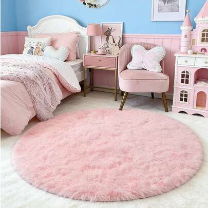 1pc Round Decorative Carpet, Gray, Pink, White, Gray Bedroom Decor, Soft Small Rug, Carpet, Home Decor, Living Room Carpet, Living Room Small Rug, Bedroom Carpet, Living Room Home Decor, Outdoor Rug, Washable Carpet