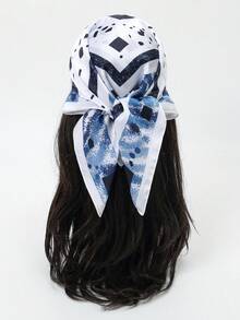 斑马纹极简主义70厘米方形丝巾，几何图案真丝围巾，披肩，领巾，头巾，女士 - 彩色 - 查看 7