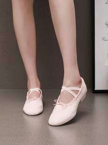 Women's Jazz Teacher Dance Shoes, Light Pink Drawstring Slip-On Elastic Opening Soft Sole 2.5cm Ballet Salsa Modern Dance Shoes, Comfortable Soft Lightweight For Dance Performance - Baby Pink - View 4