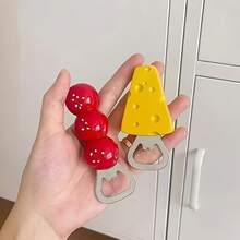 1pc Cute Magnetic Bottle Opener, Beautifully Designed With Candy Bar And Cheese Patterns. Multifunctional Kitchen Gadget, Easily Sticks To The Refrigerator Without Power Supply, Ideal For Home Use And Holiday Gifting. - Multicolor - View 8