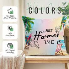 4pcs Flamingo & Palm Tree Printed Velvet Throw Pillow Covers, 100% Polyester, Suitable For Living Room, Sofa, Bedroom, 40x40cm/45x45cm/50x50cm - Multicolor 10 - View 4