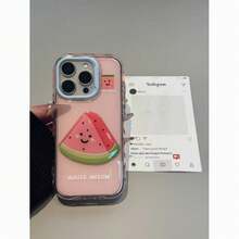 Husă de telefon cu design 3D cu fructe de vară, compatibilă cu Apple 17 Pro Max, 16, 15, 12, seria 13, acoperire completă cu model de valuri de jeleu - Roz - Vizualizare 3
