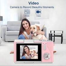 1080P高清便携式数码相机，高清摄影摄像相机，自动对焦，高像素分辨率，防抖技术，180°旋转屏幕带彩色滤镜，8倍数码变焦，适合作为成人初学者的生日、新年和圣诞节礼物（内置800mAh可充电电池） - 查看 8