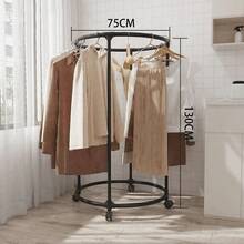 1pc Heavy Duty Metal Rolling Garment Rack, With Round Load Capacity, Super Strong Load Bearing, 16mm Tube Diameter, Space Saving, Sturdy Metal Floor Standing Multi-Rod Clothes Rack, Suitable For Bedroom, Dorm And Balcony;Freestanding Rotating Clothes Rack, Portable Clothes Rack, Independent Clothes Rack, Retail Clothing Display Rack, Laundry Room Storage Rack, Home Decor, Room Decor, Wardrobe Storage Rack, Holiday Gift - Black - View 2