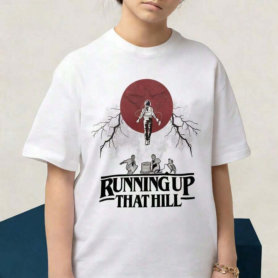 Summer TopsWomen's Tops Boys' T-Shirts Boys Stranger Style Up Side Down Things Shirt, Graphic T-Shirt TopMachine Washable Casual Holiday Fit Running Up That Hill T-Shirt, Inspired By 4 T-Shirt, Unisex T-Shirts, Max's Favorite Song T-Shirt, Casual Street T-Shirts Leisure Boys' Clothing 100% Cotton Graphic Tees, FTween Boys Clothing, Humorous, Holiday, Soft Breathable Kids Clothes Boy'sLoose And Comfortablesummer Clothes Summer Tops - 白色 1 - 查看 1