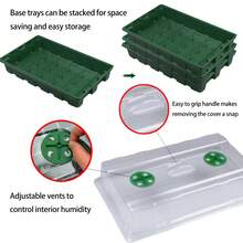 Bộ 4 khay ươm hạt, khay gieo hạt 24/40 ô có cửa sổ điều chỉnh được, dùng cho nhà kính và vườn, chất liệu nhựa, trọng lượng nhẹ. - 24 ô vuông - Xem 3