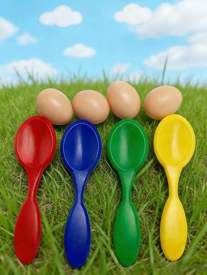 4sets Balancing Egg Game, Colorful Egg Relay Party Game, Suitable For Wedding, Valentine's Day, Hawaiian, Graduation And Outdoor Activities. Fun Balancing Egg Spoon Game, Balancing Egg Spoon Race Game. Not Recommended For Children Under 14 To Avoid Accidental Ingestion.