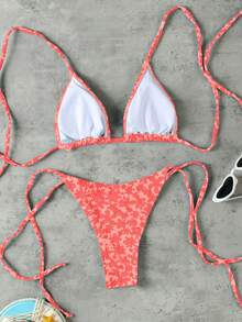 Bộ bikini buộc dây cổ kiểu dáng thanh lịch, gợi cảm, phong cách Âu Mỹ mùa Xuân/Hè mới về dành cho nữ, thích hợp cho bãi biển, kỳ nghỉ và tiệc tùng. - Nhiều màu - Xem 2