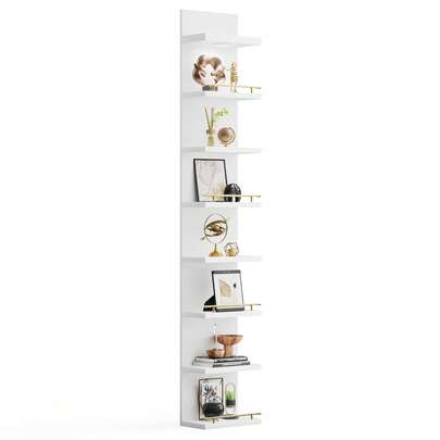 8 Tier Wall Shelf Unit Floating Shelves With LED Light/Anti-Slip Rails, Display Floating Shelves For Bedroom, Living Room,Bathroom