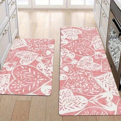 Thảm bếp in hình hoa hồng và trái tim, bền chắc, thích hợp dùng trong nhà và ngoài trời, phù hợp cho Ngày Valentine, Ngày của Mẹ, Lễ Tạ ơn, thảm trải sàn nhà bếp, thảm Lễ Tạ ơn, có thể giặt máy, thích hợp làm thảm trải sàn trong nhà.