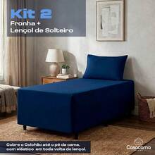 Lençol Luva Solteiro para Cama Box Conjugada Malha Gel + Fronha - Preto - Visão 2