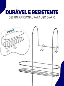 Double Shower Stall Support,  Shampoo Holder With Hooks – No Drilling Required - A - Visa 7