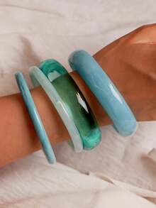 4pcs Elegant Retro Bracelet Set, Fashion Simple Design, Suitable For Casual Wear, Women's Fashion Jewelry, Acrylic, No Electroplating, No Inlay, Suitable For Daily And Party Occasions All Year Round - Nhiều màu - Xem 2